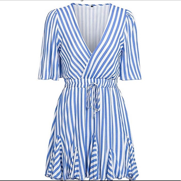 V neck dress with ruffled hem - Picture 3 of 5